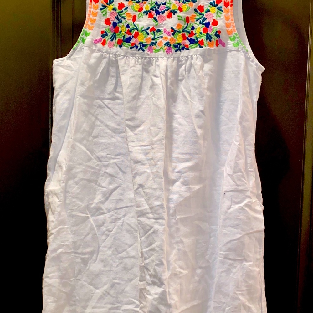 J. crew white linen/cotton blend shift dress